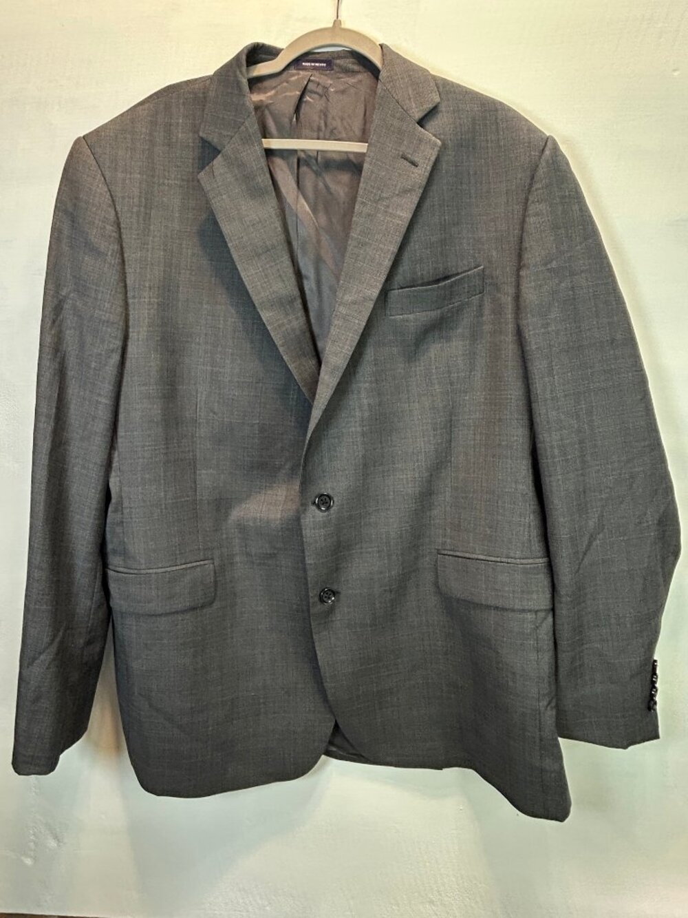 Super 100s Wool Charcoal Gray Blazer Sport Coat 48L Classic Fit Business Wedding